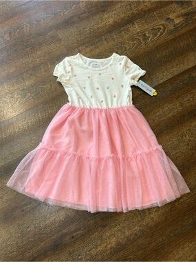 Cat & Jack Cream Top Pink Tulle Strawberry Dress